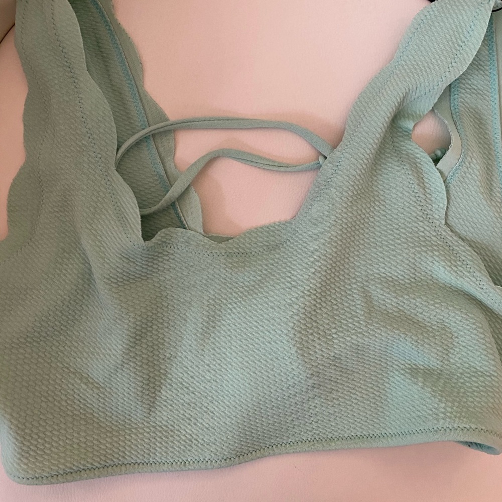 Coral mint green bathing suit top